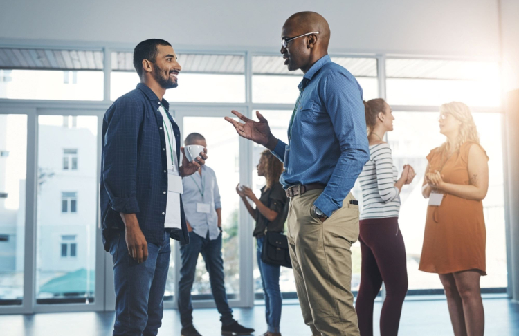 Individuals networking.