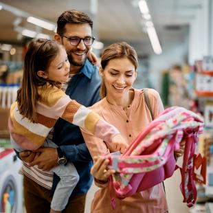 A family back-to-school shopping.