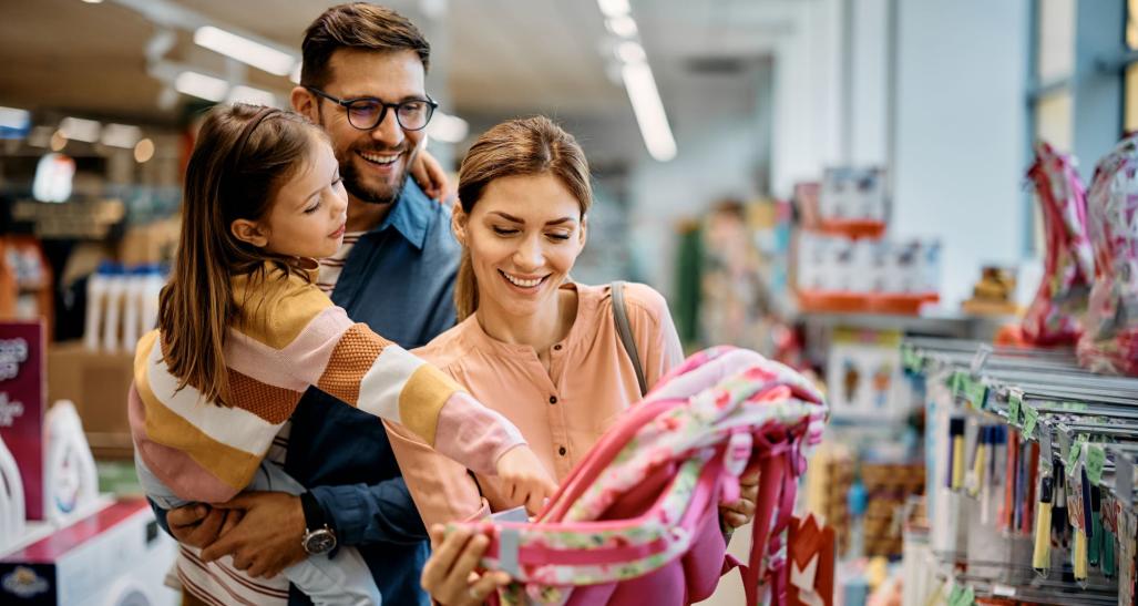 A family back-to-school shopping.