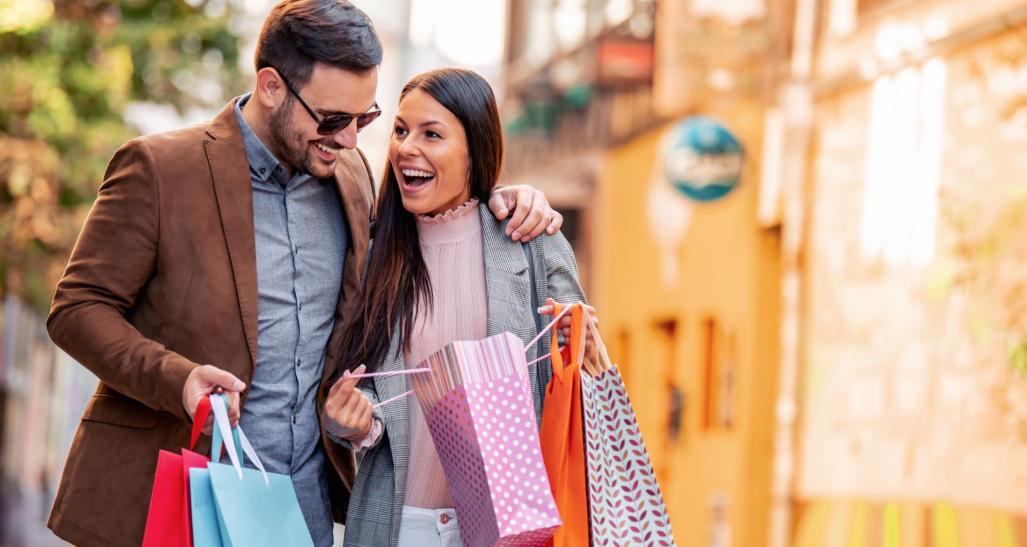 A couple shopping.