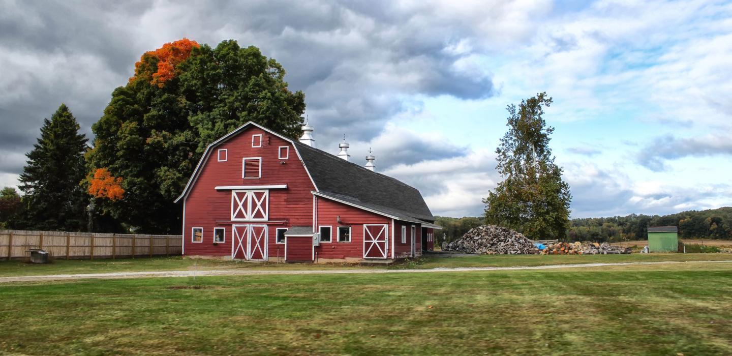 A farmhouse in the spring in Connecticut.