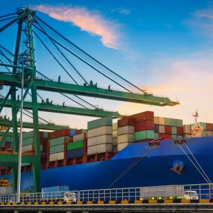 Container cargo ship in port
