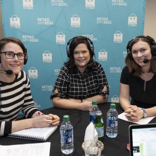 Kris Stewart, Andrea Bell and Jen Overstreet recording a podcast