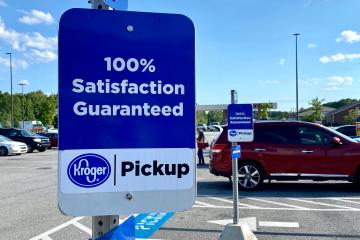 Sign for grocery pickup at Kroger