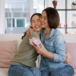 A mother and daughter celebrating Mother's Day.