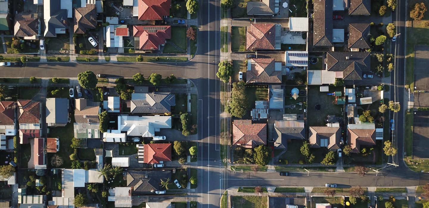 a glimpse of a large neighborhood from the birds eye view