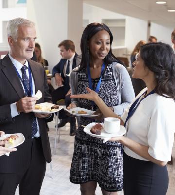 People networking at a conference