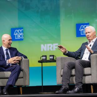 Matthew Shay and Ed Stack speaking at NRF 2024: Retail's Big Show.