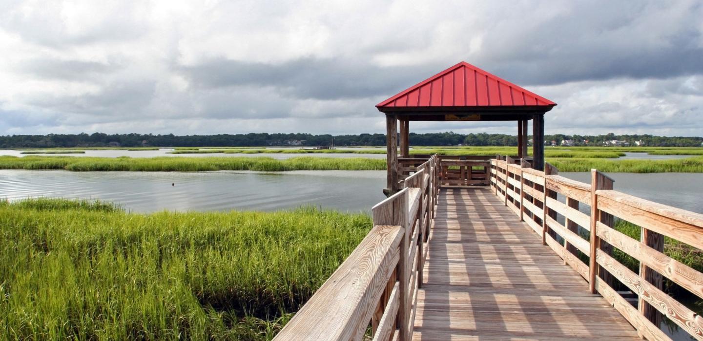 A dockhouse over looking a river in South Carolina.