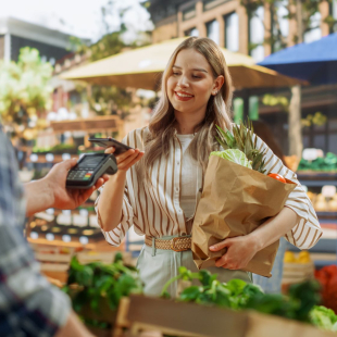 Woman shopping for groceries. 