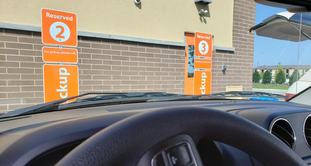 Curbside pickup lanes at store