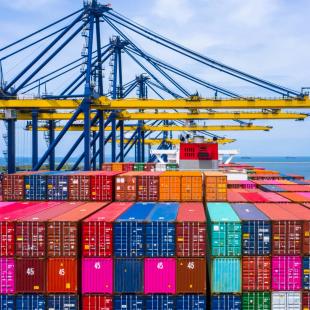 Shipping containers in port