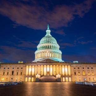 Capitol building in DC at night