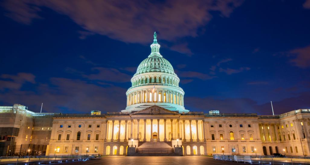 Capitol building in DC at night