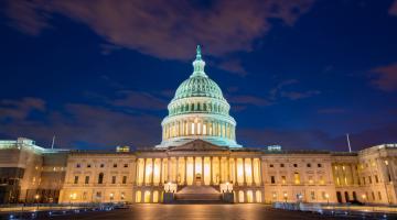 Capitol building in DC at night