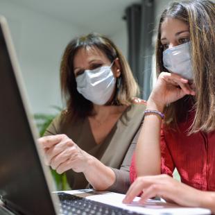 employees with masks