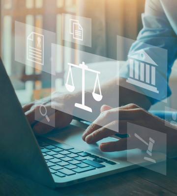 Abstract image of lawyer on computer