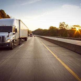 16 wheeler truck driving on the highway