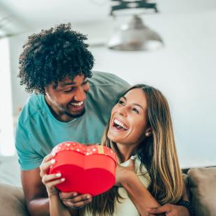 A couple celebrating Valentine's Day.