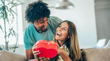 A couple celebrating Valentine's Day.