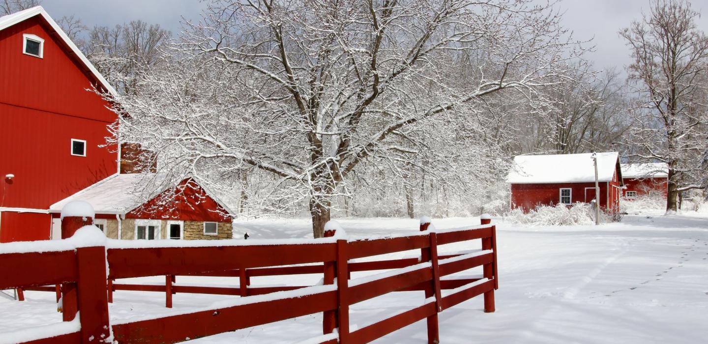 Snowy farm in Wisconsin