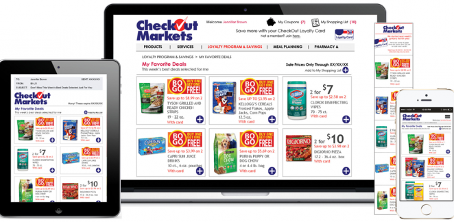 Digital coupons on tablet, laptop and smartphone Digital coupons on tablet, laptop and smartphone