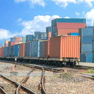 shipping containers on train
